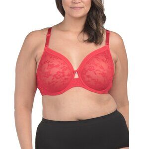 CURVY COUTURE Red Full Figure Lace Unlined Underwire Bra